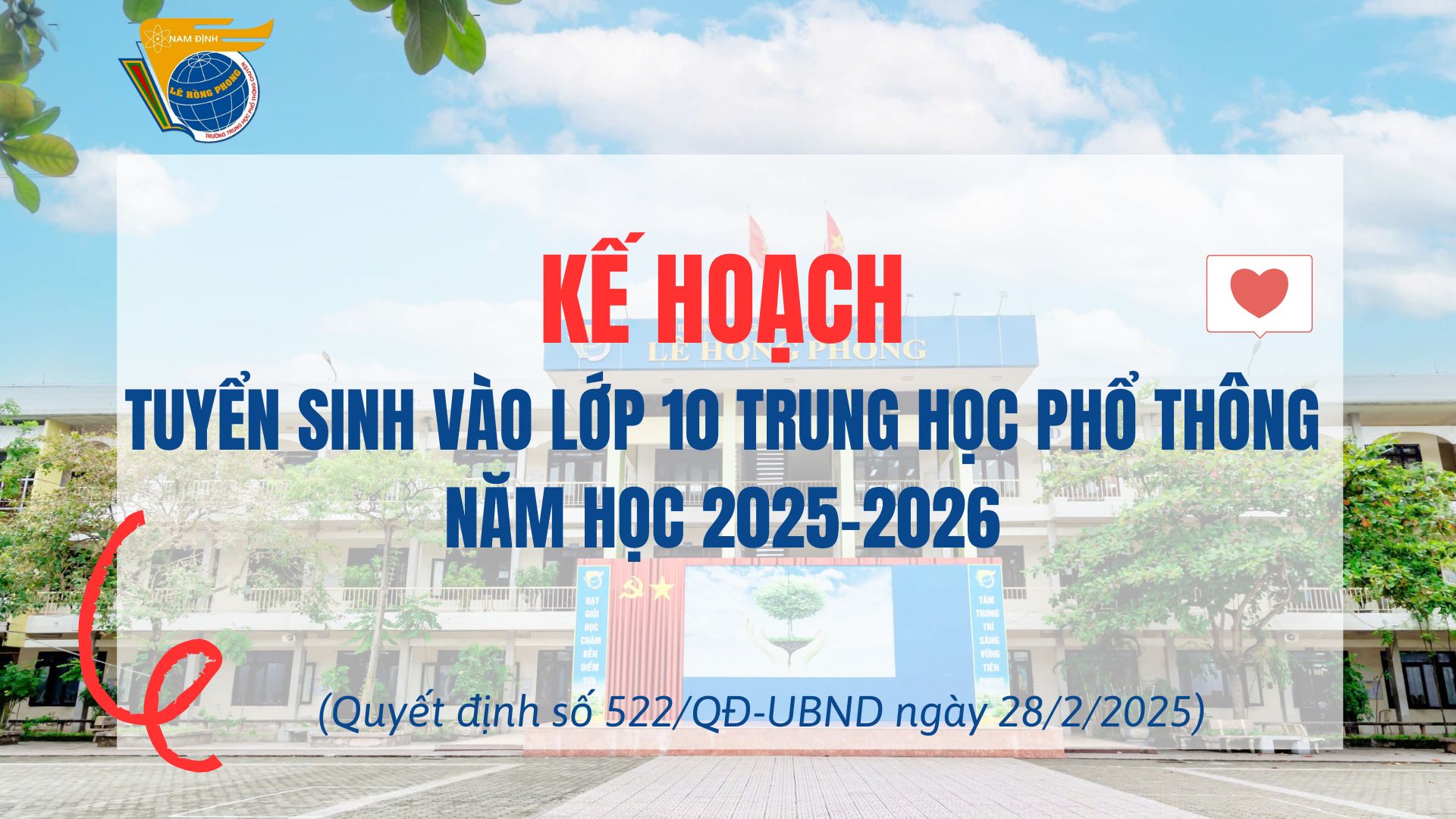 Kế hoạch tuyển sinh vào lớp 10 trung học phổ thông năm học 2025-2026